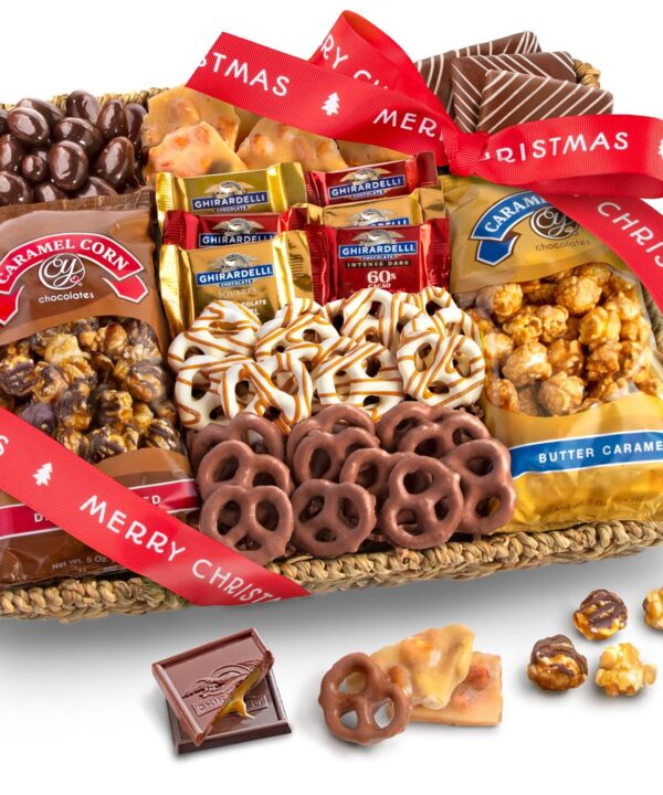 A Gift Inside Merry Christmas Chocolate Caramel and Crunch Grand Gift Basket