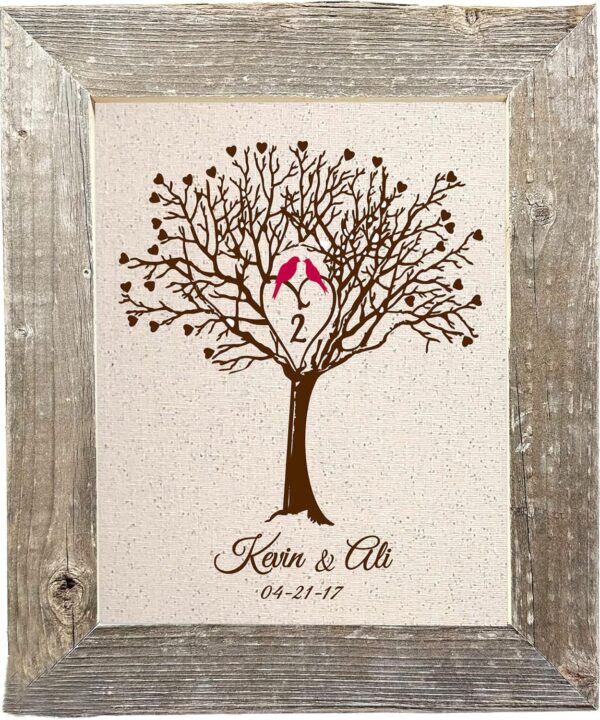 Personalized Second Anniversary Cotton Gift for him or her, Tree of Life Print, for Wife Unique 2 Years Together