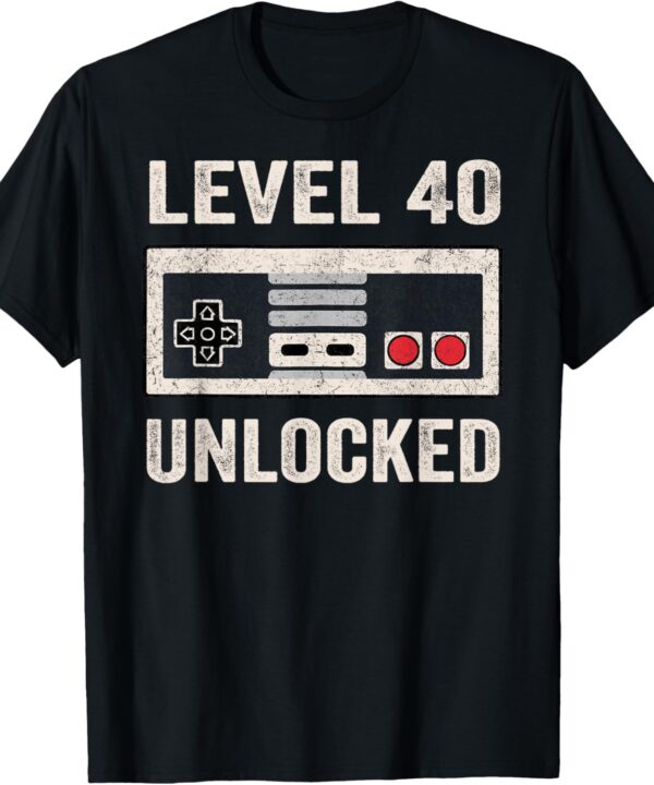 Level 40 Unlocked Video Gamer 40th Birthday Gift T-Shirt