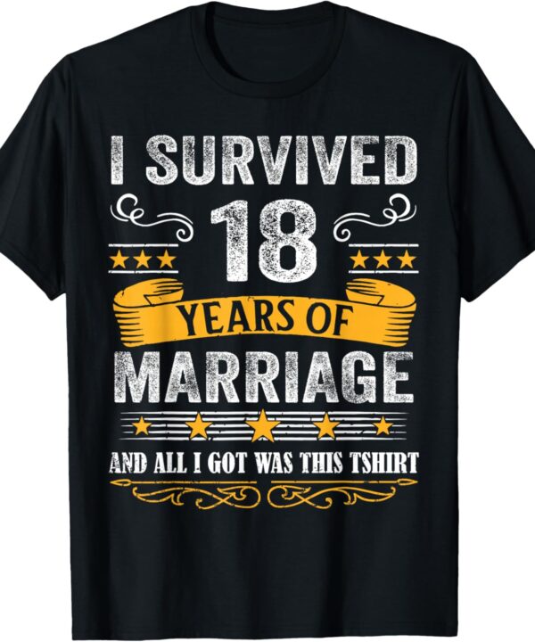 18th Wedding Anniversary Shirt Couples Husband Wife 18 Years T-Shirt