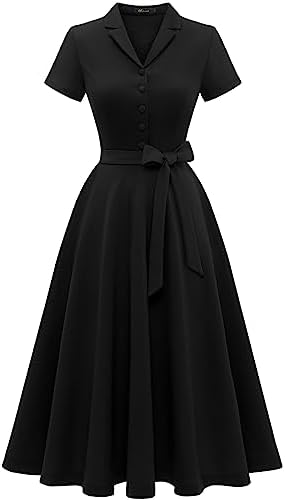 Wedtrend Womens Vintage Tea Dress, Short Sleeve Cocktail Party Dress Work Church Casual Dress