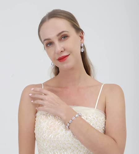 UDYLGOON Teardrop Earrings & Bracelet Set, Gold Plated Wedding Jewelry Set for Bride Bridesmaid, Womens Party Prom Gift