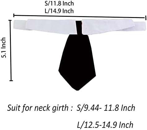 ANIAC Adjustable Dog Cat Neck Tie Puppy Grooming Neck Accessories Formal Wedding Attire White Collar Pet Tuxedo Costume (S, Black)