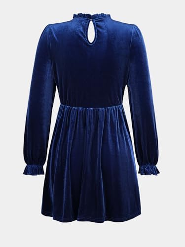 CUPSHE Womens Fall Dresses 2025 High Neck Long Sleeve Mini Party Ruffled Casual Tunic Velvet Wedding Guest Dress