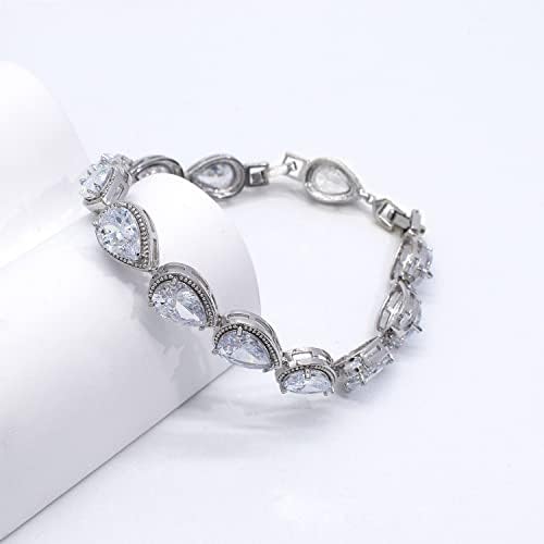 UDYLGOON Teardrop Earrings & Bracelet Set, Gold Plated Wedding Jewelry Set for Bride Bridesmaid, Womens Party Prom Gift