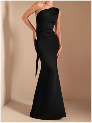 Verdusa Womens One Shoulder Maxi Formal Dresses Tie Backless Wedding Guest Dress Elegant Festival Date Night Outfits