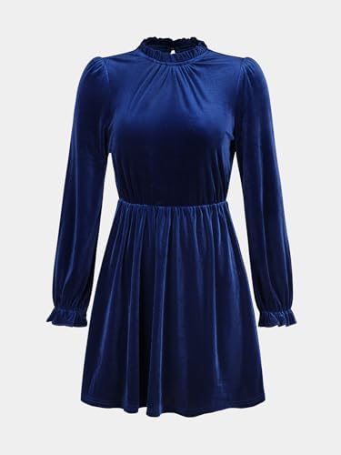 CUPSHE Womens Fall Dresses 2025 High Neck Long Sleeve Mini Party Ruffled Casual Tunic Velvet Wedding Guest Dress