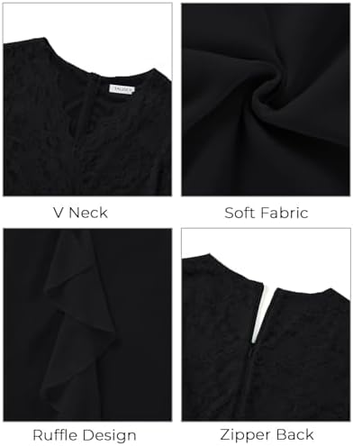 Plus Size Wedding Guest Dress – Formal Cocktail Party Ruffle Elegant Tea Length Lace Chiffon V Neck Midi Dresses