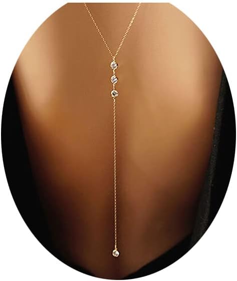 Artmiss Wedding Backdorp Necklace Crystal Gold Y Necklace Long Chain for Women and Brides