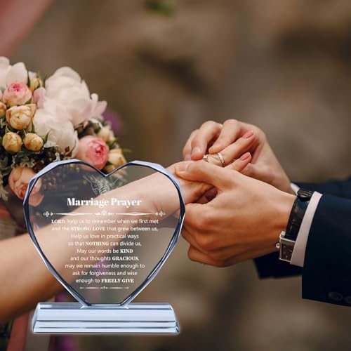 Wedding Gifts for Couples 2026, Marriage Prayer Plaque, Unique K9 Crystal with Inspiring Quotes, Anniversary Wedding Gifts for Couples, Newlywed Mr and Mrs Gifts.