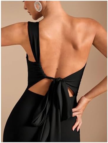 Verdusa Womens One Shoulder Maxi Formal Dresses Tie Backless Wedding Guest Dress Elegant Festival Date Night Outfits