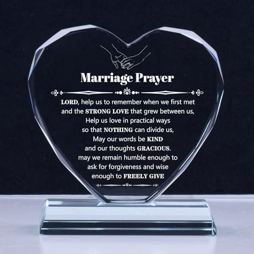 Wedding Gifts for Couples 2026, Marriage Prayer Plaque, Unique K9 Crystal with Inspiring Quotes, Anniversary Wedding Gifts for Couples, Newlywed Mr and Mrs Gifts.