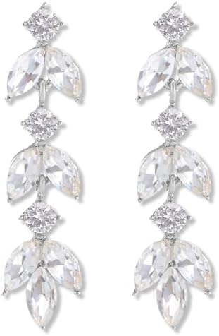 ATIMIGO Elegant Crystal Dangle Wedding Earrings for Brides Sparkly Rhinestone Marquise Drop Dangling Earrings for Women Bridesmaids Prom Formal