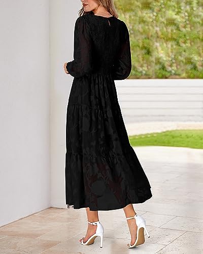 BTFBM Wedding Guest Dresses for Women Fall Fashion 2025 Casual Long Sleeve Floral Maxi Boho Homecoming Dress