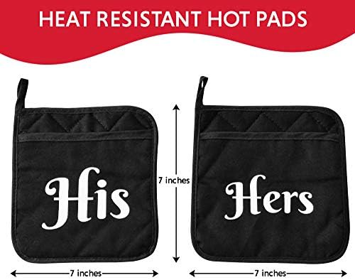 Wedding Gifts | Gift for Couples, Anniversary | Bridal Shower | Engagement | Gifts for Bride with His Hers Potholders and Gift Box