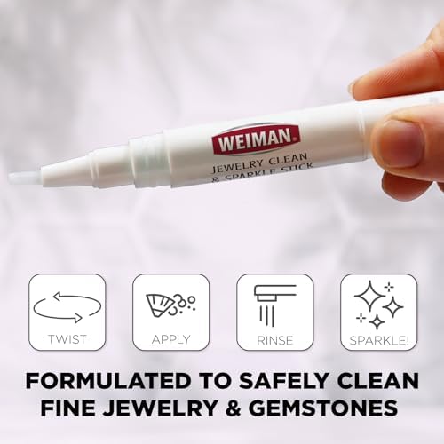 Weiman Jewelry Cleaner & Sparkle Stick – Portable, On-The-Go Cleaning for Diamond Engagement Rings, Wedding Rings, Gemstones, Necklaces, Earrings, Bracelets
