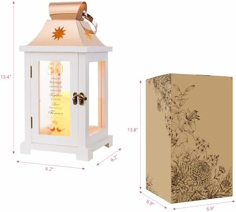 WOODEXPE 50th Anniversary Lantern, Best Golden Wedding Gifts for Couple, Parents, Wife, Husband