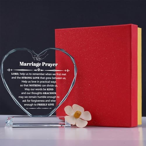 Wedding Gifts for Couples 2026, Marriage Prayer Plaque, Unique K9 Crystal with Inspiring Quotes, Anniversary Wedding Gifts for Couples, Newlywed Mr and Mrs Gifts.