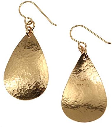 Small Hammered Bronze Teardrop Earrings