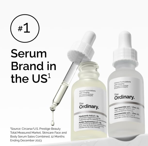 The Ordinary Hyaluronic Acid 2% + B5 (with Ceramides), Multi-Depth Hydration Serum for Plumper, Smoother Skin