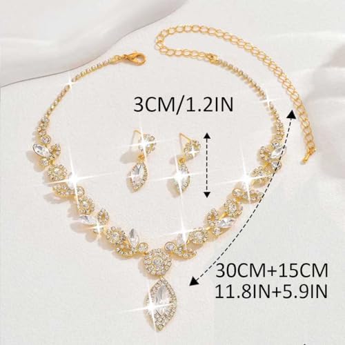 Unicra Silver Crystal Bridal Wedding Jewelry Set Rhinestone Necklace Earrings Bracelet Sets Formal Costume Jewelry for Women and Brides