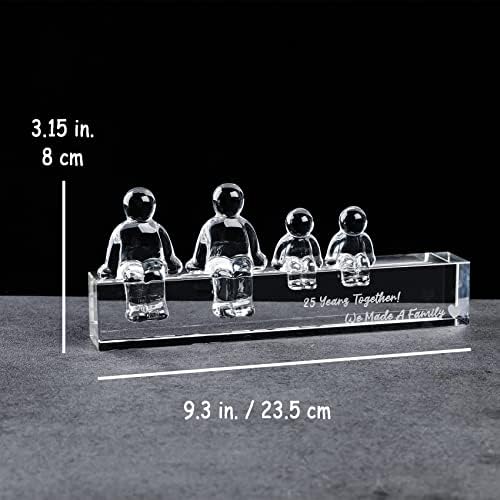 25th Silver Wedding Anniversary Crystal Gifts for Her Wife, 25 Years Together We Made A Family Glass Decoration Keepsake for Parents (2 Children)