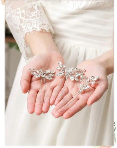9 Pieces Bride Wedding Hair Pins Bridal Hair Accessories Set Jewelry Bridesmaids Silver HairPiece for Women