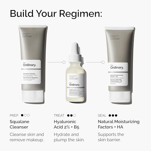 The Ordinary Hyaluronic Acid 2% + B5 (with Ceramides), Multi-Depth Hydration Serum for Plumper, Smoother Skin