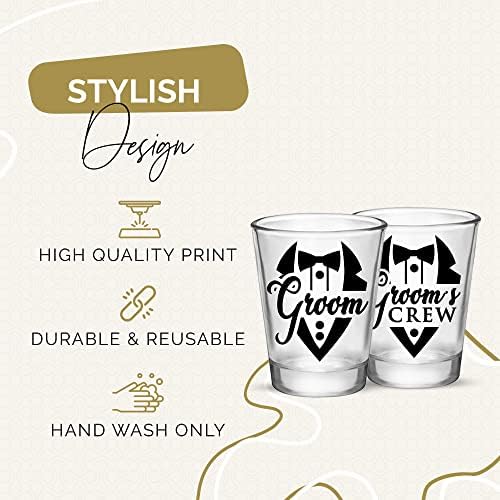 Bachelor Party Shot Glass Set of 12 1 for Groom and 11 for Groomsmen, 1.75oz Glasses, Groomsmen Proposal Gifts For Wedding, Team Groom Proposal, Party Favors for Men And Gift Ideas