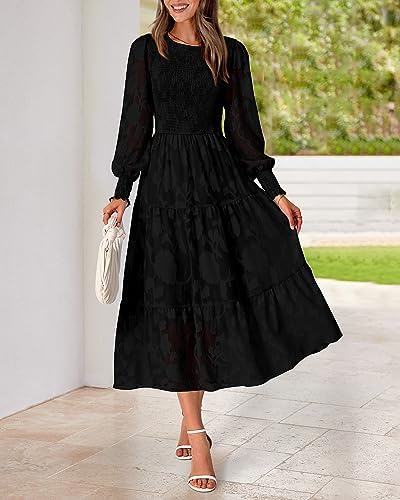 BTFBM Wedding Guest Dresses for Women Fall Fashion 2025 Casual Long Sleeve Floral Maxi Boho Homecoming Dress