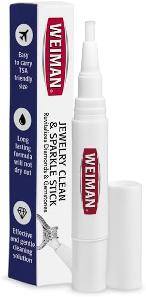 Weiman Jewelry Cleaner & Sparkle Stick – Portable, On-The-Go Cleaning for Diamond Engagement Rings, Wedding Rings, Gemstones, Necklaces, Earrings, Bracelets