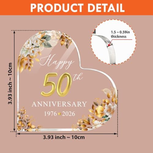 50th Wedding Anniversary Acrylic Cake Topper, 50 th Anniversary Decorations, 50 Wedding Topper, 50 Years Of Married Gifts (50th Anniversary Cake topper 2026)