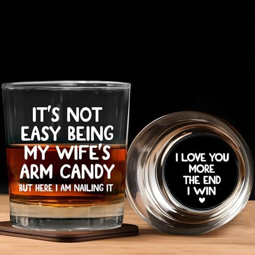 Husband Valentines Day Gifts – 11 oz Engraved Crystal Whiskey Glasses – Anniversary Wedding Gift for Him, Birthday Gifts for Husband from Wife, I Love You Gift for Him Men