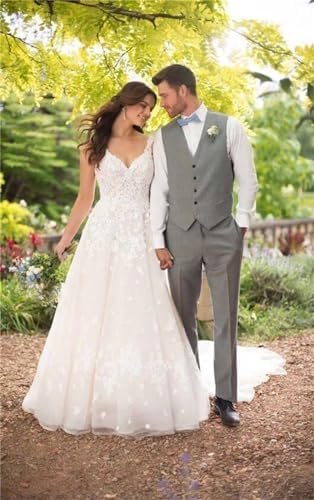 Mens Suit 2 Piece Slim Fit Suit for Men Vest Pants Suit Set for Wedding Groom Formal Business