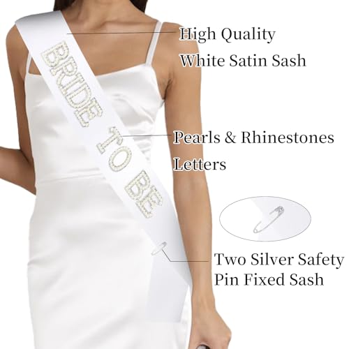 White Bride to Be Sash Bachelorette Party Decorations Bridal Shower Engagement Party Decorations
