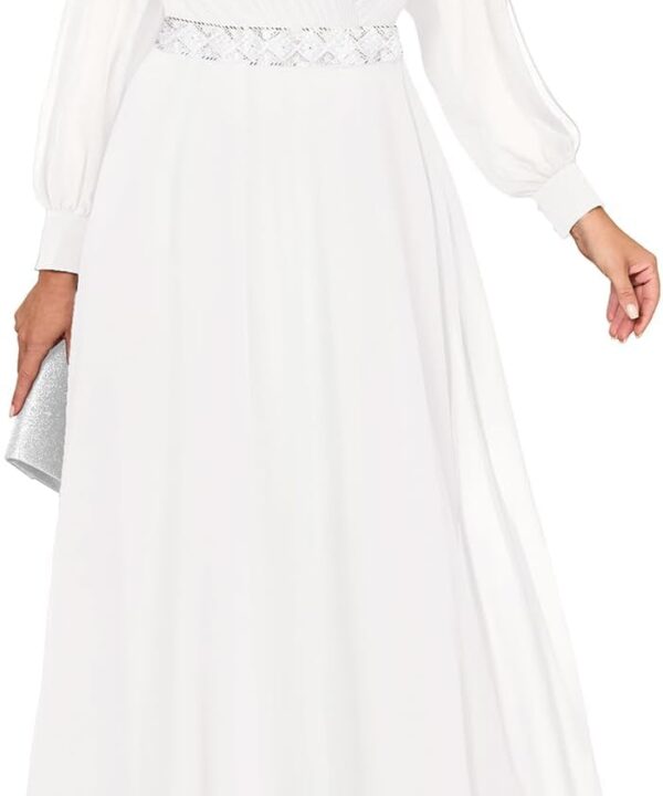 Pinup Fashion Women Plus Size Formal Dresses - Evening Gown Long Sleeve Chiffon Beading Maxi Dress
