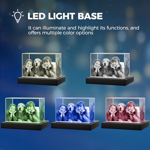 3D Crystal Photo Personalized, Custom Laser Engraved Crystal Picture for Couples, for Wife Husband, Memorial Keepsake & Home Decor