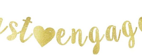 Just Engaged Banner, Engagement Party Gold Gliter Paper Sign Backdrops