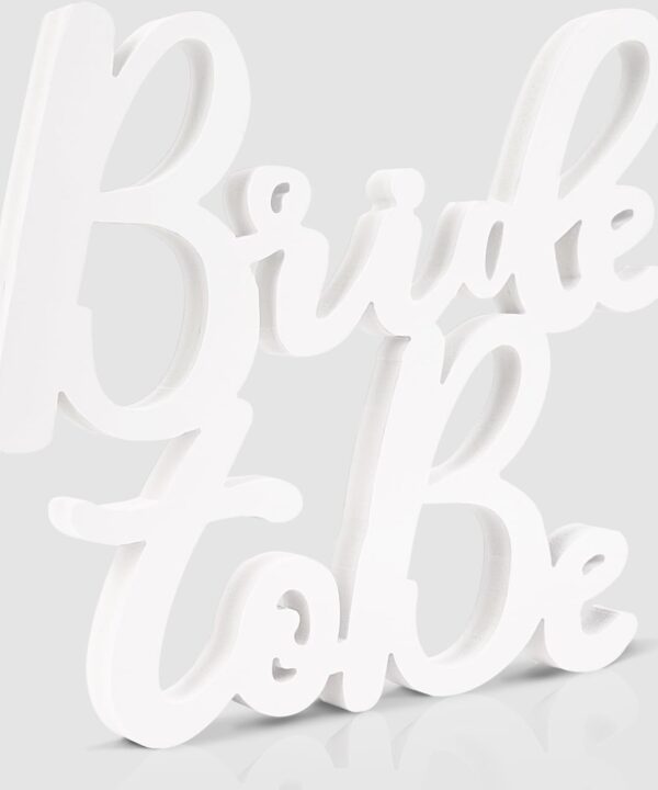 Bridal Shower Decorations Bride to Be Sign for Batcholette Party Table Centerpieces Wedding Wooden Photo Booth Props for Wedding Party Decorations Supplies 12.4x11.4inch (White)