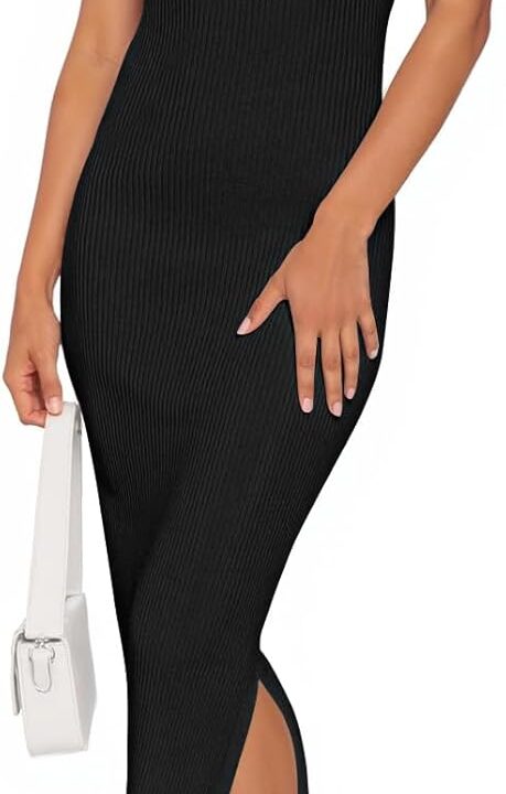 MEROKEETY Women's 2025 Off Shoulder Bodycon Midi Dress Summer Spring Formal Elegant Knit Sweater Dresses