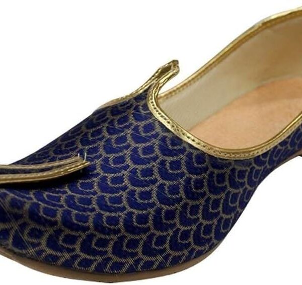 Stop n Style Wedding Shoes for Men, Khussa, Dressy Shoe, Juttis, Casual Indian Groom, Gift Him, Paisley Blue