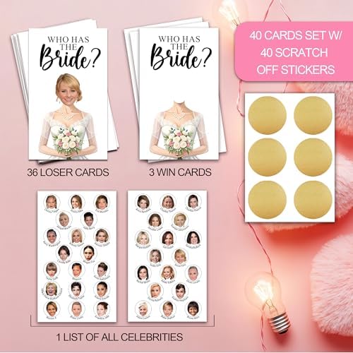 Who Has The Bride Bridal Shower Scratch Off Game, Fun Wedding Shower Game for Guests, Engagement Party, Bachelorette Party, Bride-to-Be Celebration Scratch Off Cards-41packs