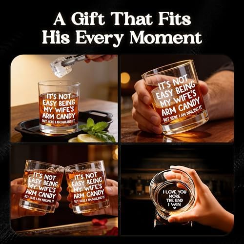 Husband Valentines Day Gifts – 11 oz Engraved Crystal Whiskey Glasses – Anniversary Wedding Gift for Him, Birthday Gifts for Husband from Wife, I Love You Gift for Him Men