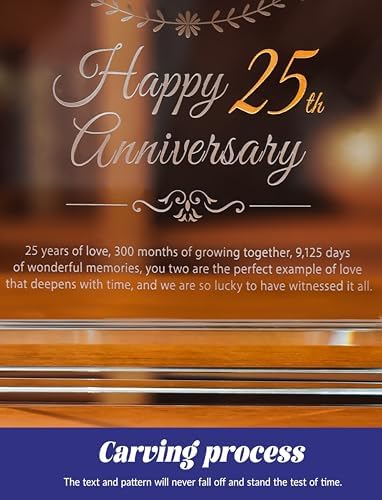 25th Wedding Anniversary Crystal Quartz Clock,25 Years of Marriage Gift,Happy Silver Anniversary Decoration Gift,for Parents,Grandparents,Couple