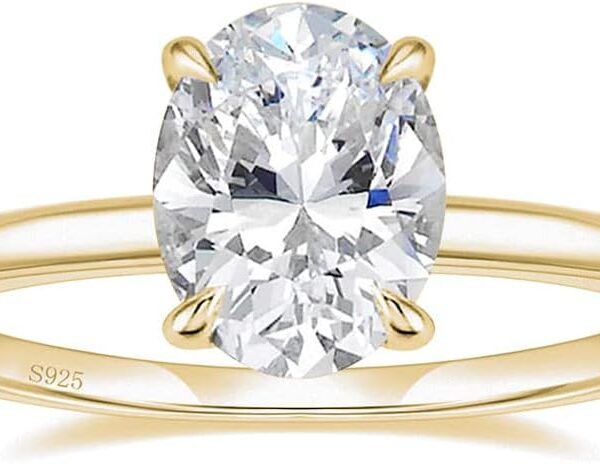 EAMTI 3CT 925 Sterling Silver Engagement Rings Oval Cut Solitaire Cubic Zirconia CZ Wedding Promise Rings for Her Wedding Bands for Women Size 3-11