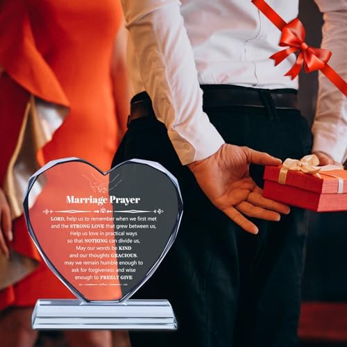 Wedding Gifts for Couples 2026, Marriage Prayer Plaque, Unique K9 Crystal with Inspiring Quotes, Anniversary Wedding Gifts for Couples, Newlywed Mr and Mrs Gifts.