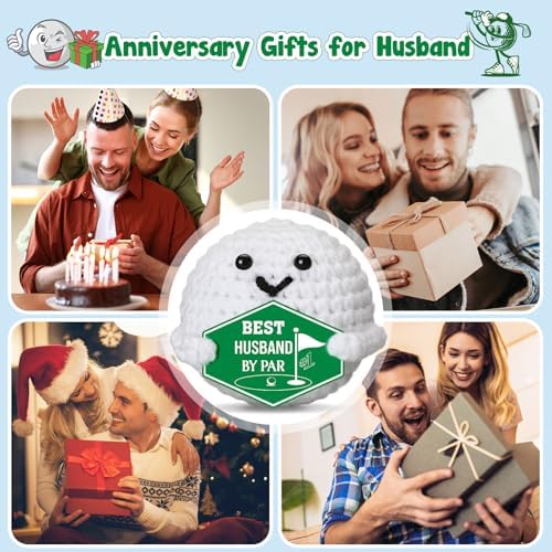 Gifts for Husband Valentines Anniversary – Funny Valentines Day Wedding Birthday Crochet Golf Ball Romantic Present for Husband Him Men Couple Golfer from Wife, Christmas Stocking Stuffers