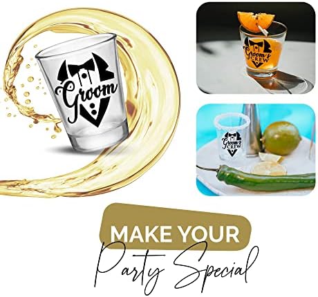 Bachelor Party Shot Glass Set of 12 1 for Groom and 11 for Groomsmen, 1.75oz Glasses, Groomsmen Proposal Gifts For Wedding, Team Groom Proposal, Party Favors for Men And Gift Ideas