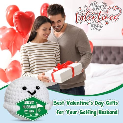 Gifts for Husband Valentines Anniversary – Funny Valentines Day Wedding Birthday Crochet Golf Ball Romantic Present for Husband Him Men Couple Golfer from Wife, Christmas Stocking Stuffers