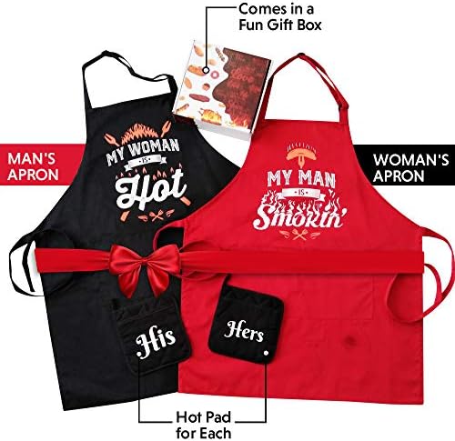 Wedding Gifts | Gift for Couples, Anniversary | Bridal Shower | Engagement | Gifts for Bride with His Hers Potholders and Gift Box